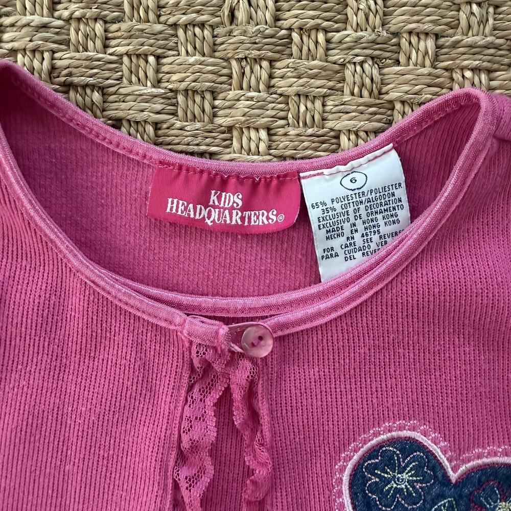 Vintage Kid’s Headquarters Girl’s Pink Sweater Top Size 6 With Embroidery Heart - Picture 4 of 11